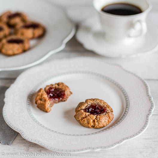 Flourless Sugar-Free Nut Butter and Jam Thumbprint Cookies | Low-Carb ...